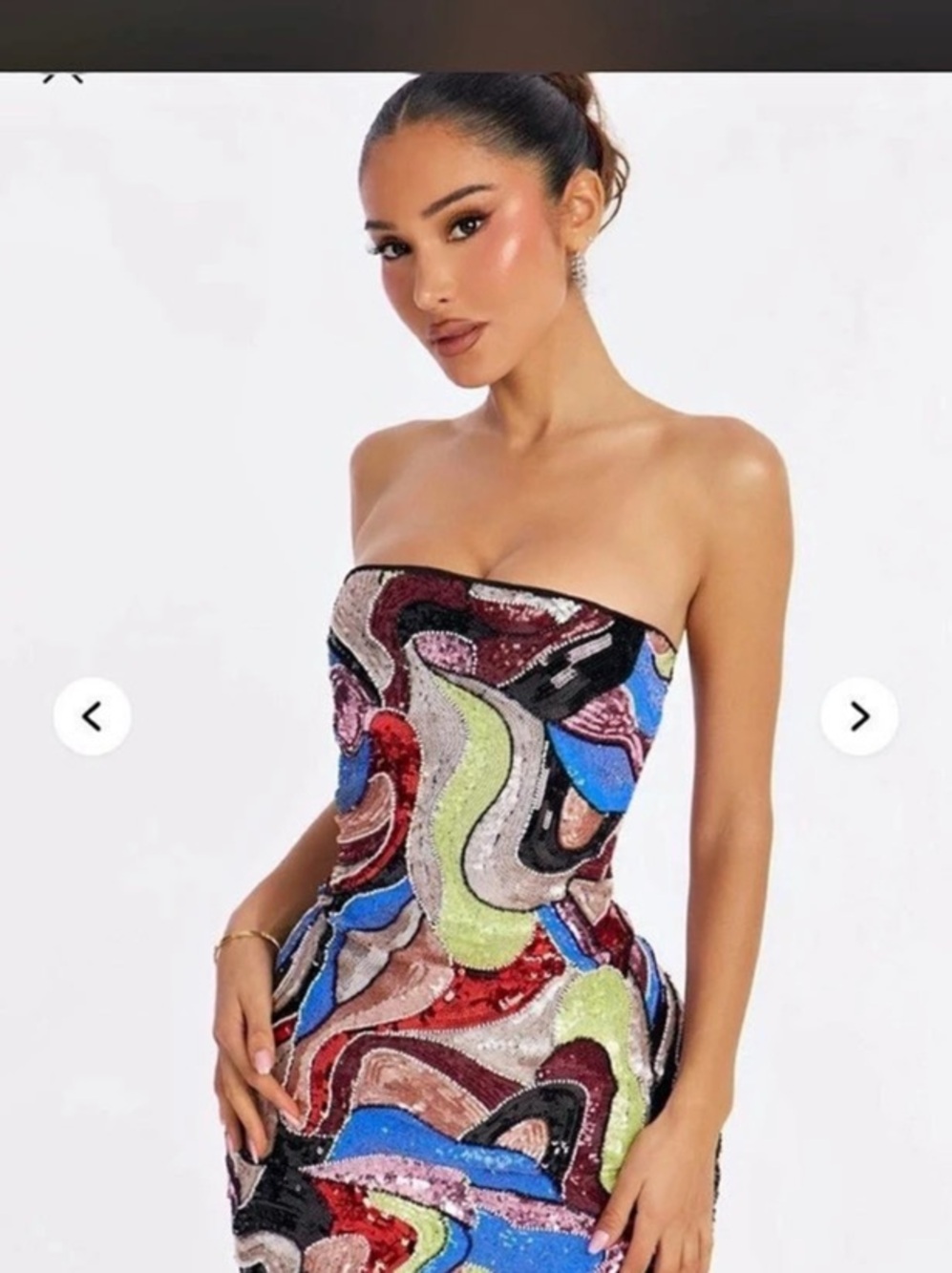 Strapless Abstract Mini Dress in Multicolor Like New